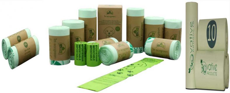 bolsas de basura compostables biodegradables para los desechos organicos